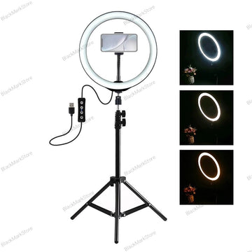 Ring Light 26 Cm & 7 Feet Tripod Stand With 3 Gifts - Black Mark Store