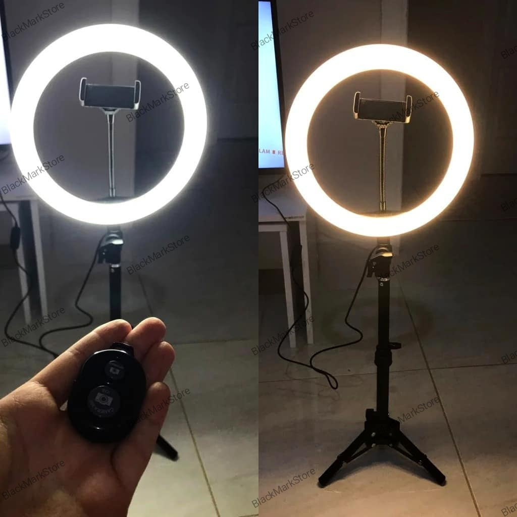 Ring Light 26 Cm & 7 Feet Tripod Stand With 3 Gifts - Black Mark Store
