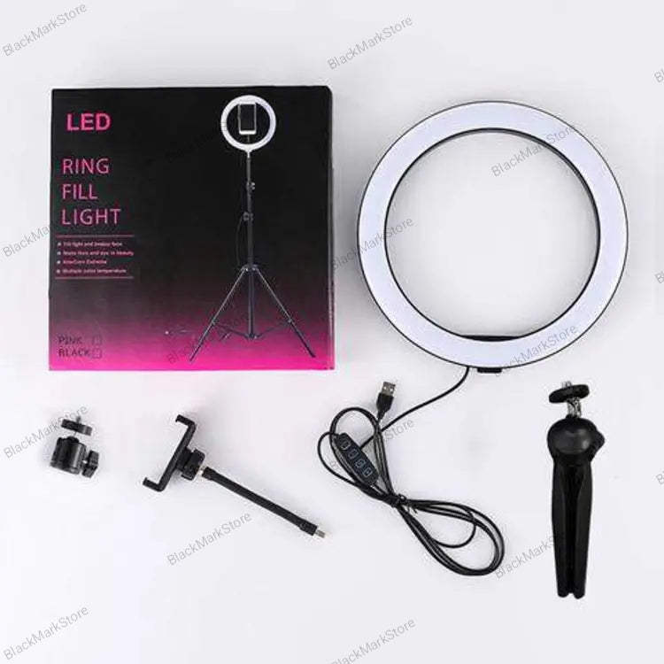 Ring Light 26 Cm & 7 Feet Tripod Stand With 3 Gifts - Black Mark Store