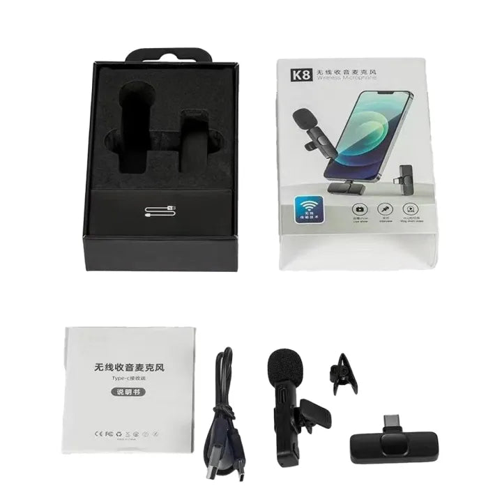 K8 Wireless Microphone 2 IN 1 With 3 Gifts - Black Mark Store